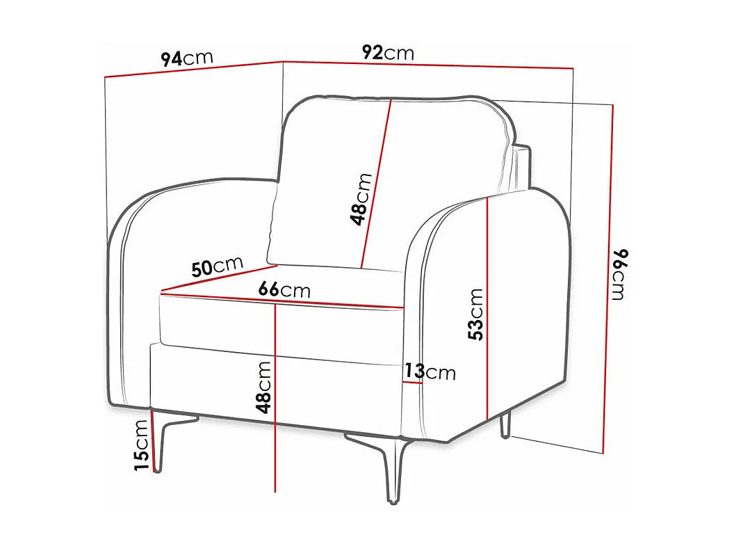 Sillón Torlua 100, De color marrón claro, 96x92x94cm, Tapiz, Patas: Metal