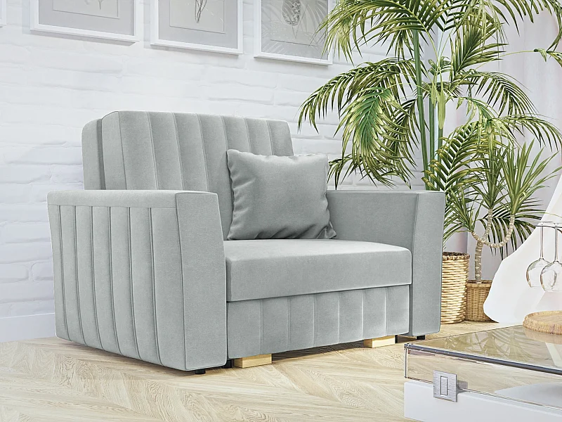 Fauteuil Columbus 135, Gris, 85x115x98cm, Tapisserie, Pieds: Bois|Plastique