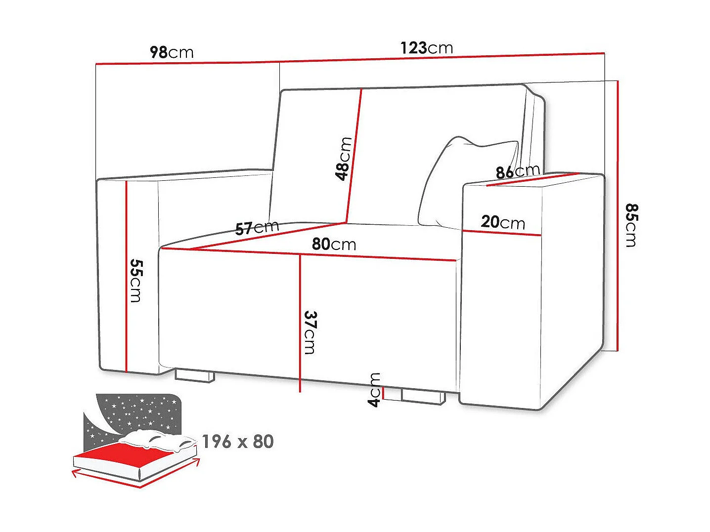 Sillón Columbus 195, De color marrón claro, 85x123x98cm, Tapiz, Patas: Madera