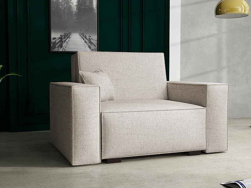 Fauteuil Columbus 195, Brun clair, 85x123x98cm, Tissu, Pieds: Bois