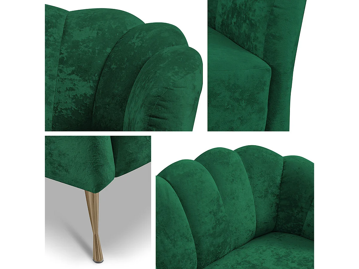 Sillón Providence 150, Verde, 78x87x83cm, Tapiz, Patas: Metal