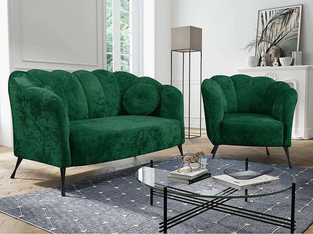 Fauteuil Providence 150, Vert, 78x87x83cm, Tissu, Pieds: Métal