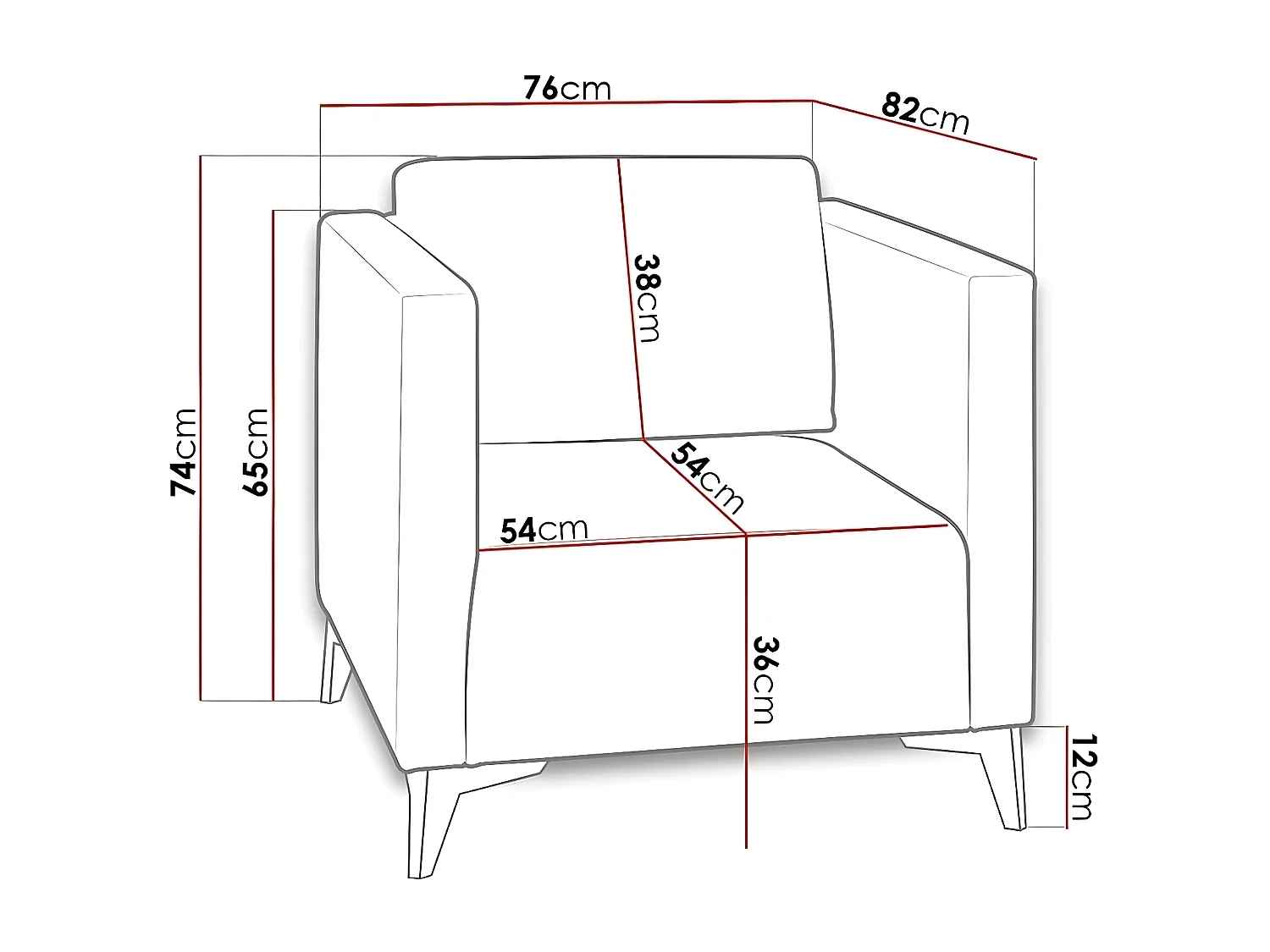 Poltrona Virmore 102, Azul, Tecido, 7x8x8cm