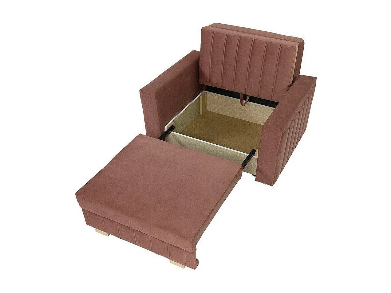 Fauteuil Columbus 135, Brun clair, 85x115x98cm, Tapisserie, Pieds: Bois|Plastique