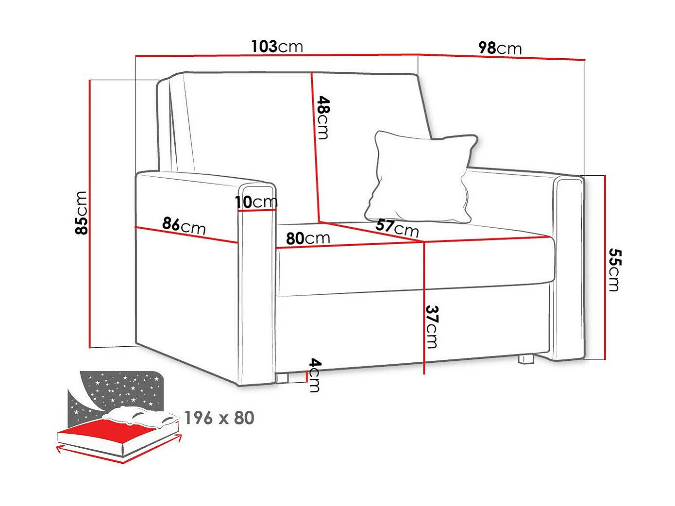 Fauteuil Columbus 190, Gris, 85x103x98cm, Tissu, Pieds: Métal, Mobilier déjà assemblé