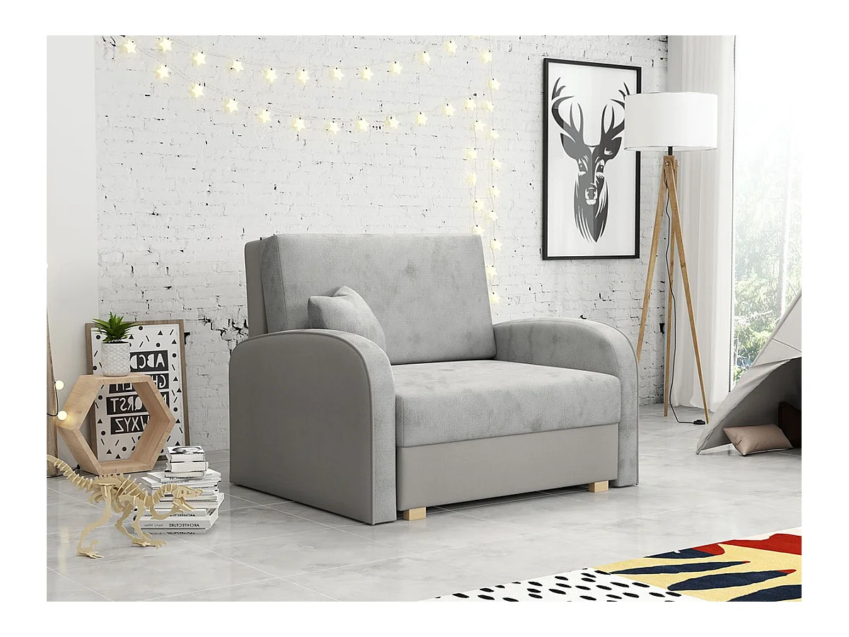Sillón Columbus 160, Gris, 85x103x98cm, Tapiz, Patas: Madera, Muebles ya montados
