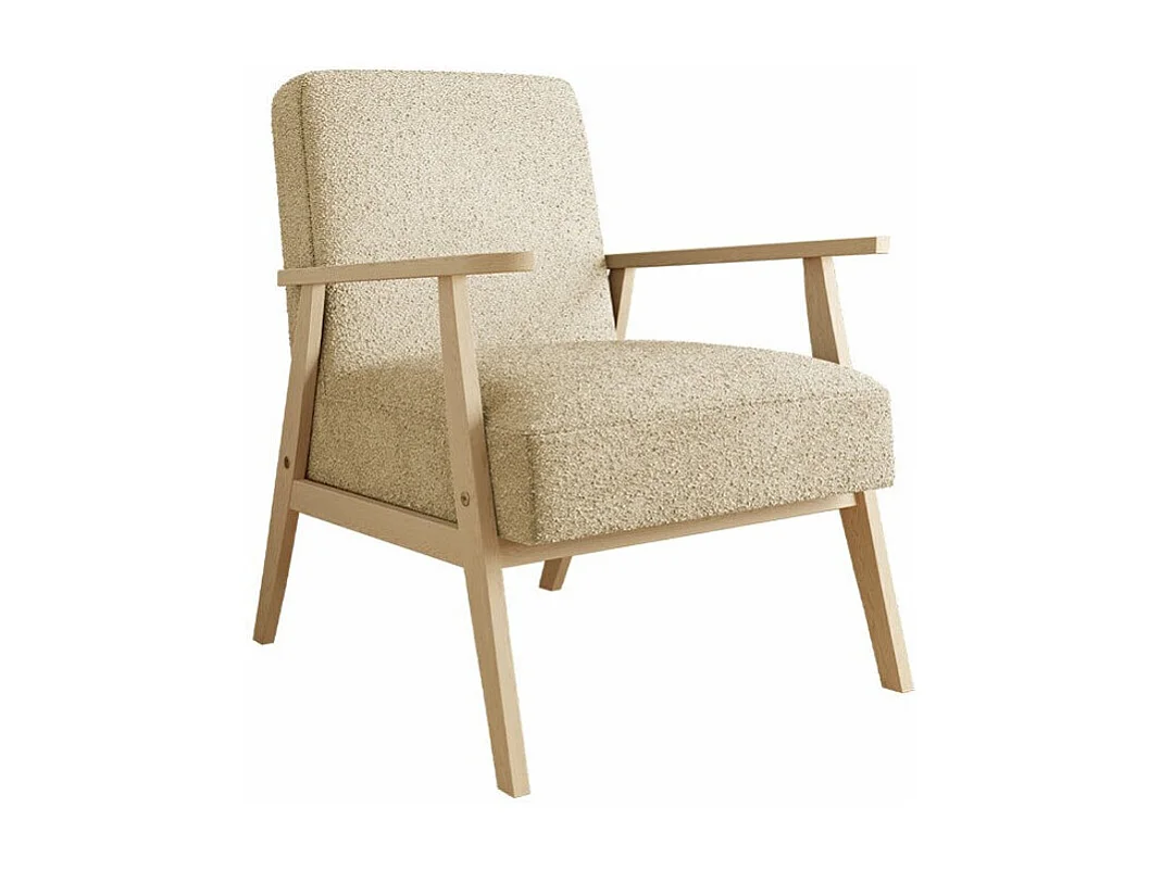 Fauteuil Clovis 100, Brun clair, 76x59x67cm, Tapisserie, Pieds: Bois