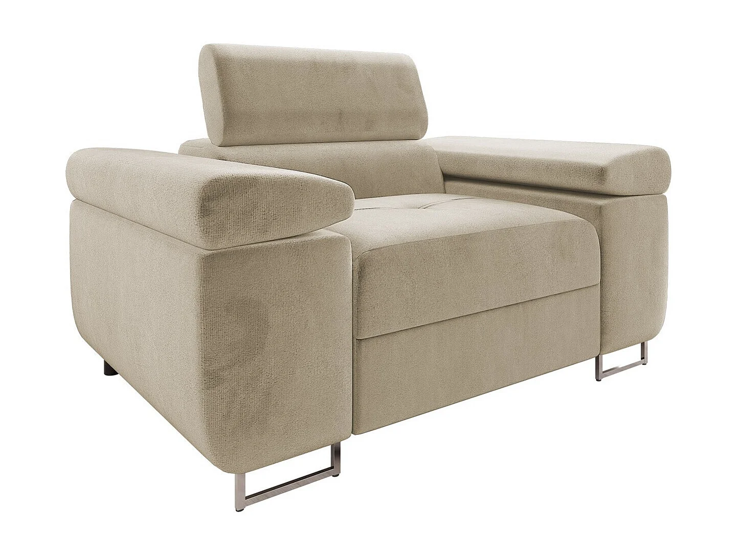 Fauteuil Comfivo Eliferu 106, Brun clair, 70x134x102cm, Tissu, Pieds: Métal