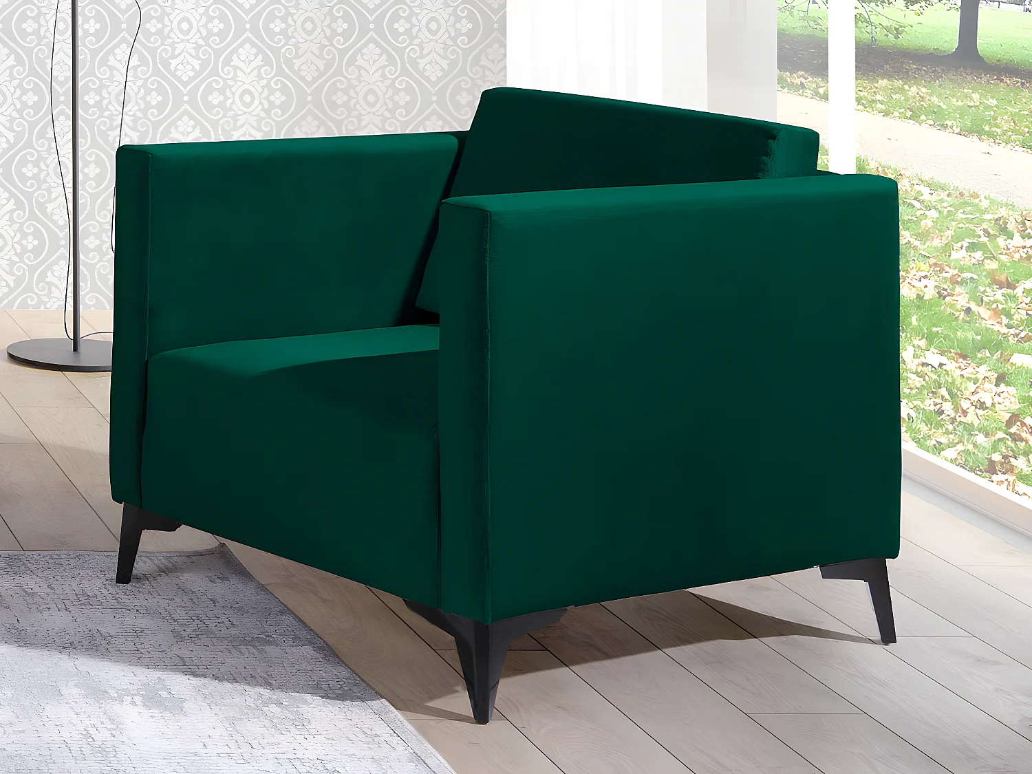 Fauteuil Virmore 102, Vert, 74x76x82cm, Tapisserie, Pieds: Plastique