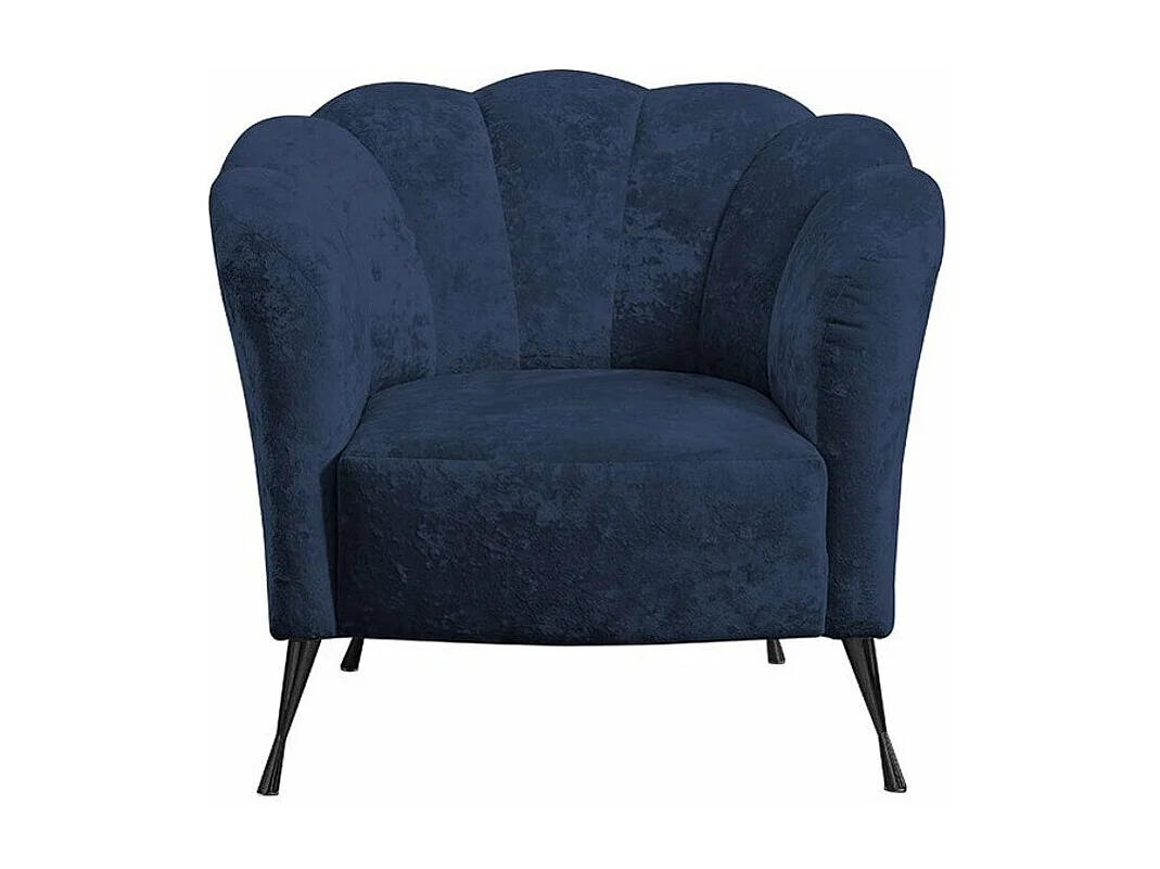 Fauteuil Providence 150, Bleu, 78x87x83cm, Tissu, Pieds: Métal