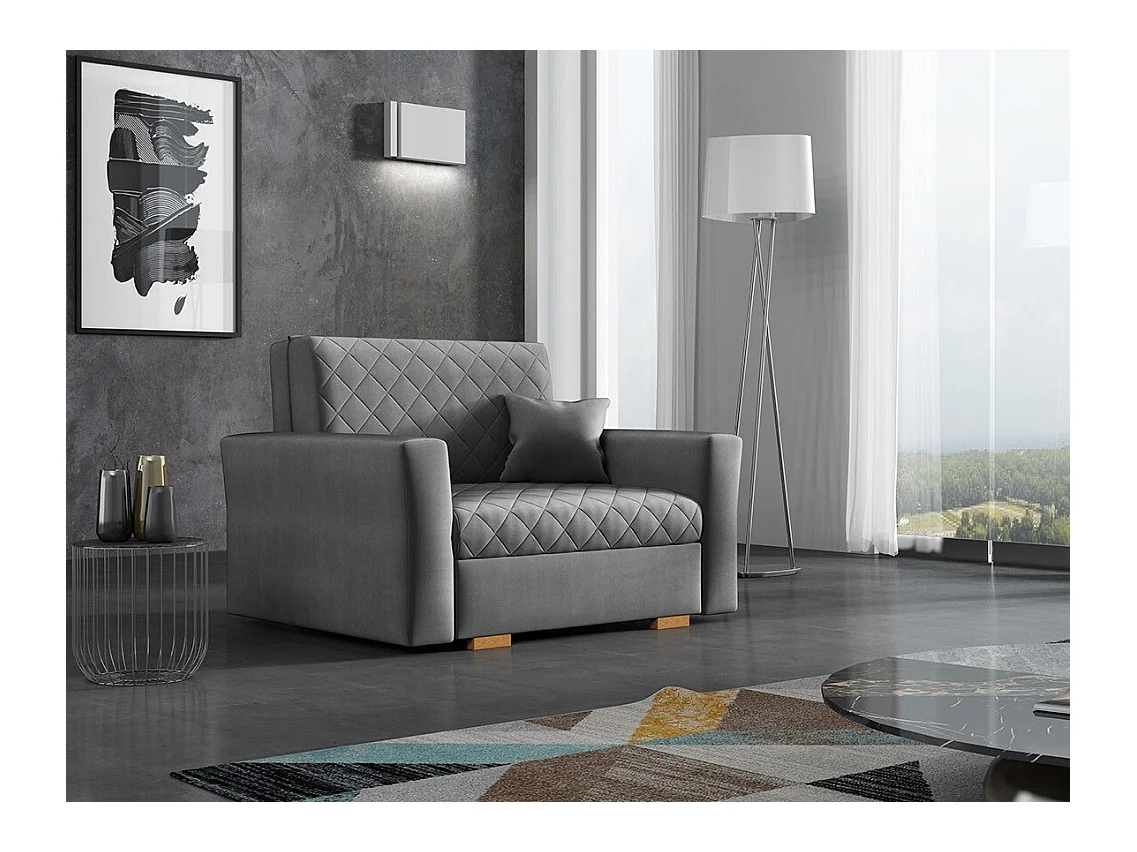 Fauteuil Columbus 145, Gris, 85x115x98cm, Tapisserie, Pieds: Bois, Mobilier déjà assemblé