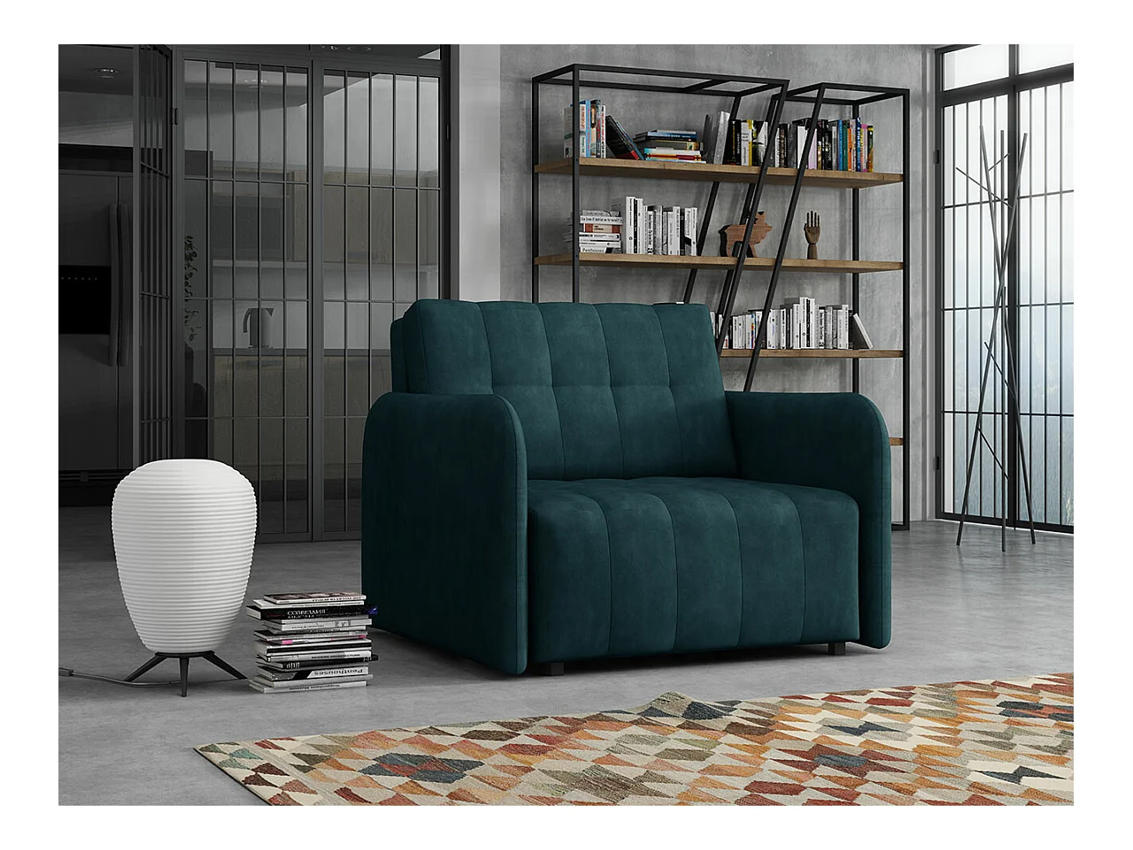 Fauteuil Columbus 176, Turquoise, 85x95x98cm, Tapisserie, Pieds: Métal|Plastique