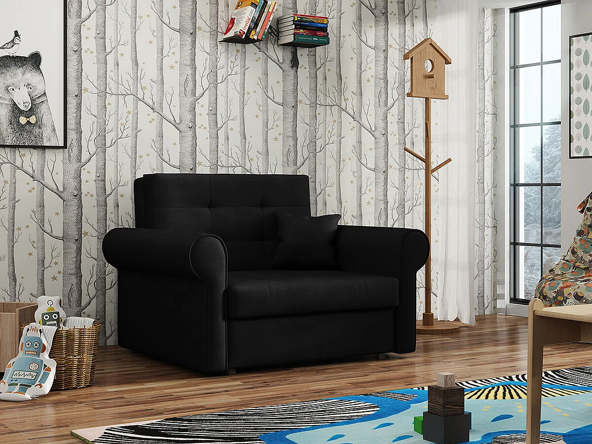 Sillón Columbus 127, Negro, 85x116x98cm, Tapiz, Patas: Metal, Muebles ya montados