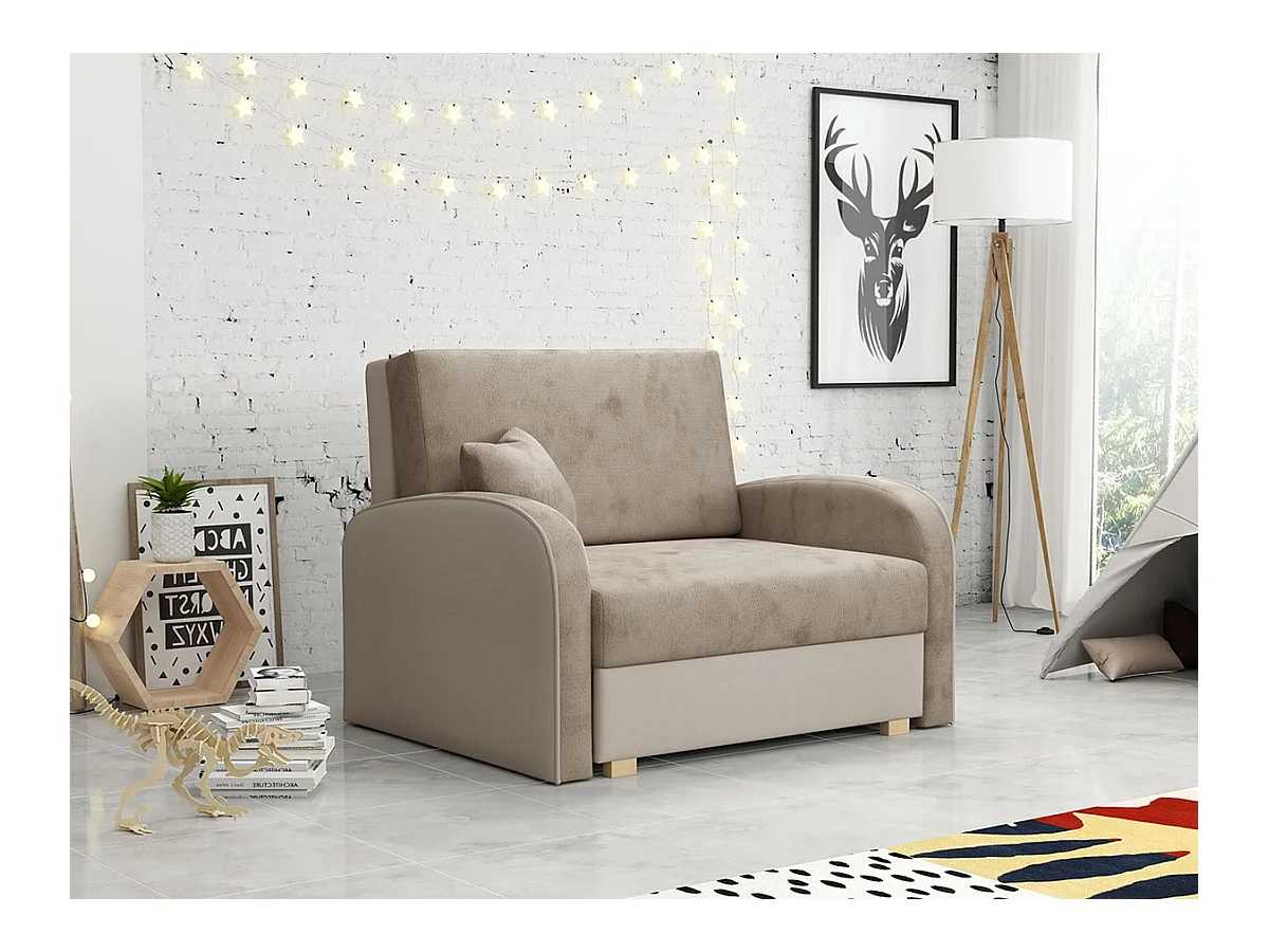 Poltrona Columbus 160, Nocciola, 85x103x98cm, Arazzo, Gambe: Legno, Mobile già assemblato