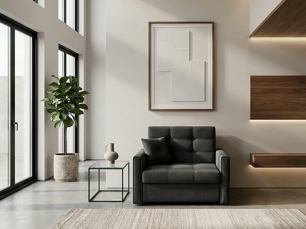 Poltrona Columbus 101, Grigio, 85x103x98cm, Arazzo, Gambe: Metallo|Plastica