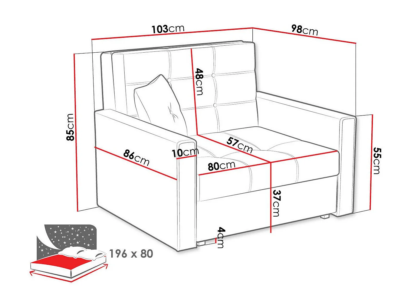 Poltrona Columbus 101, Grigio, 85x103x98cm, Arazzo, Gambe: Metallo|Plastica