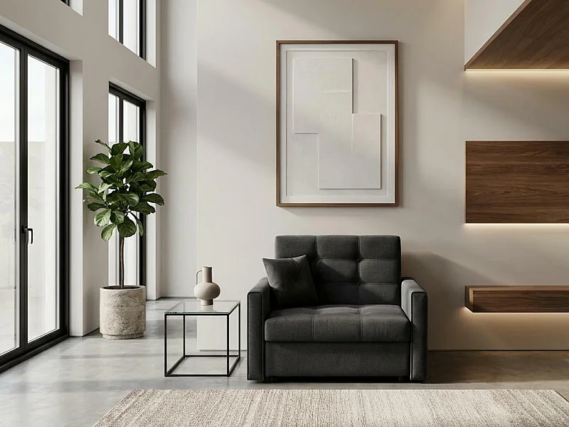 Poltrona Columbus 101, Grigio, 85x103x98cm, Arazzo, Gambe: Metallo|Plastica