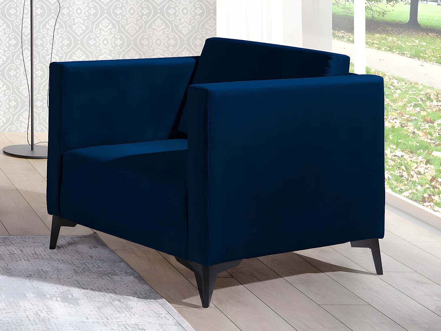 Sillón Virmore 102, Azul, 74x76x82cm, Tapiz, Patas: Plástico