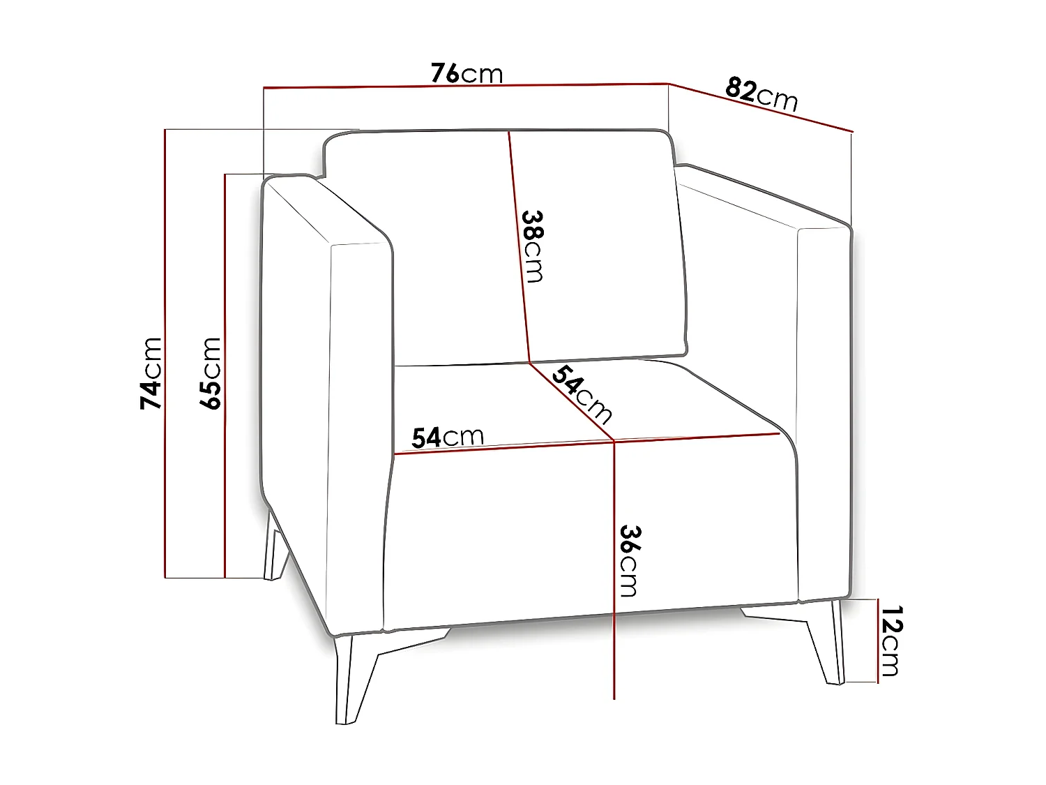 Sillón Virmore 102, Azul, 74x76x82cm, Tapiz, Patas: Plástico