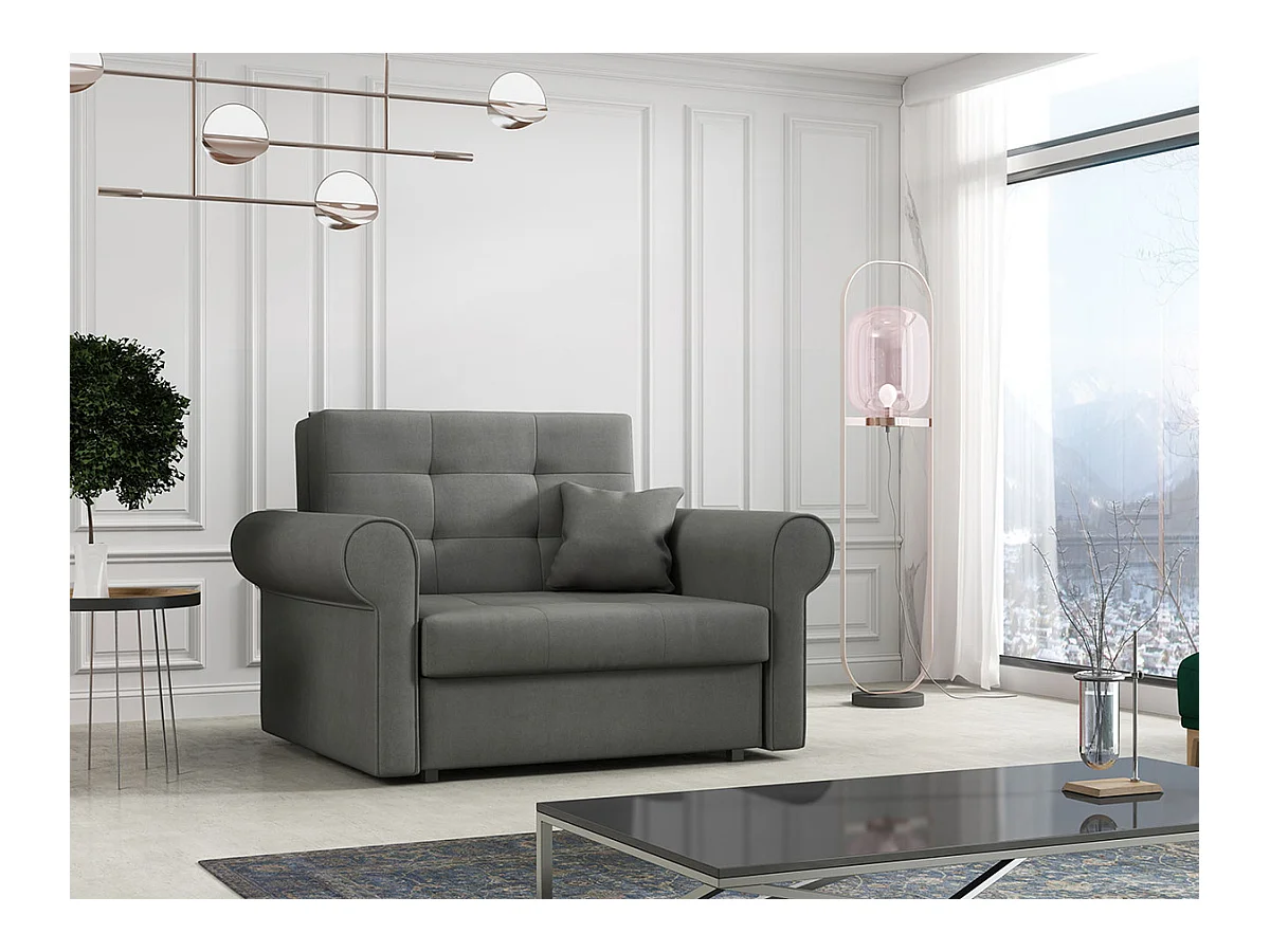 Fauteuil Columbus 127, Gris, 85x116x98cm, Tapisserie, Pieds: Métal