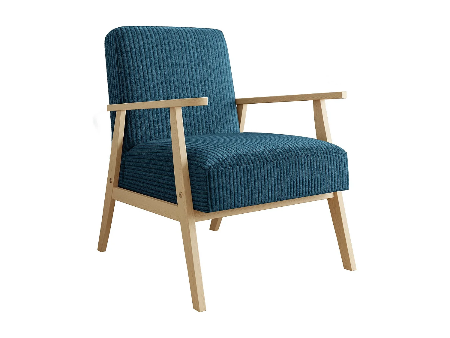 Fauteuil Clovis 100, Turquoise, 76x59x67cm, Tissu, Pieds: Bois