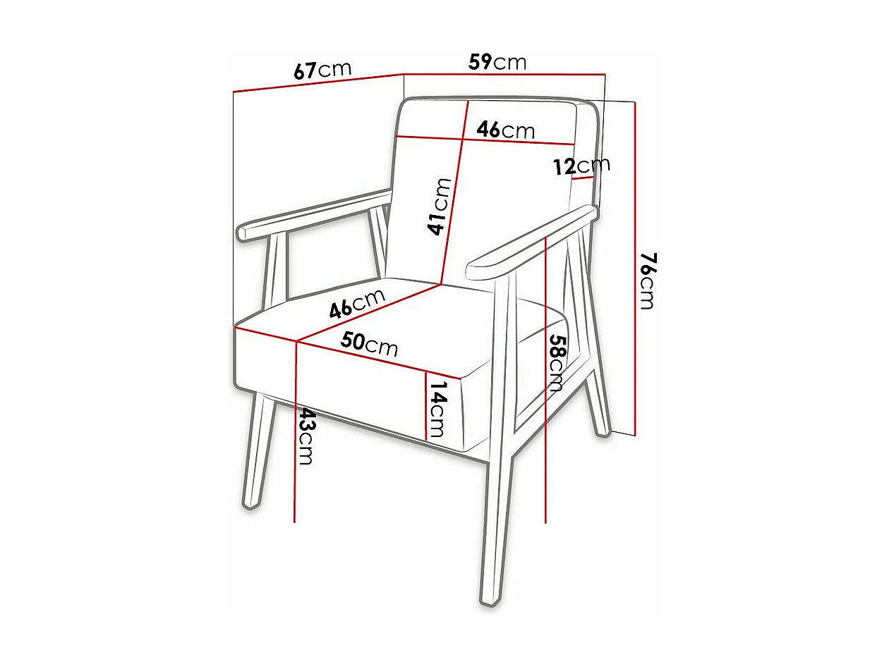 Fauteuil Clovis 100, Turquoise, 76x59x67cm, Tissu, Pieds: Bois