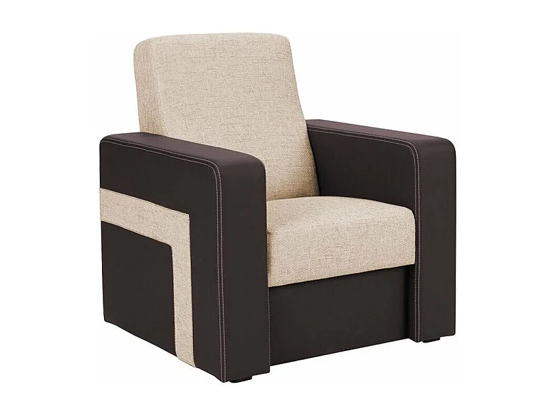 Sillón Tolveli 101, De color marrón claro, 90x82x80cm, Cuero ecológico + Tapiz