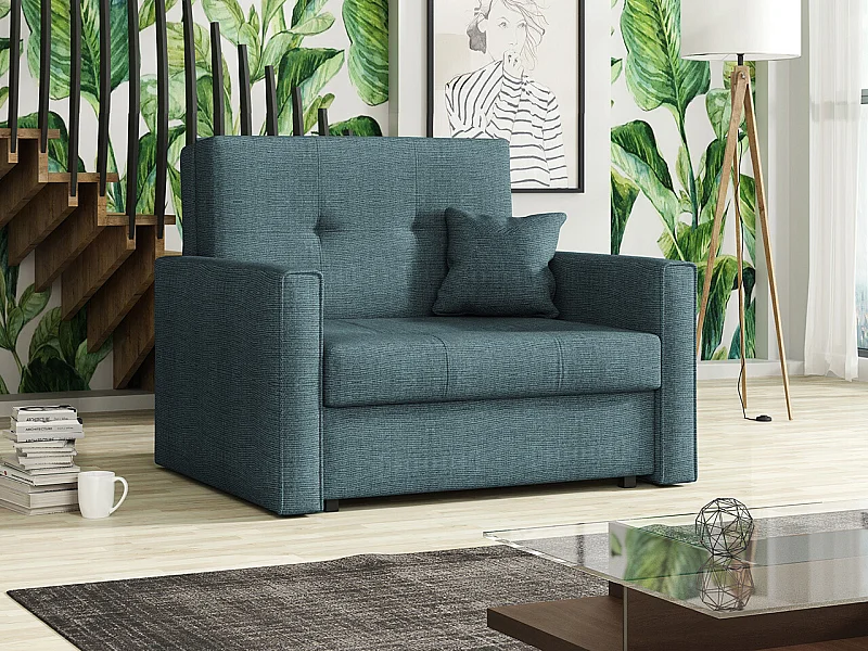 Fauteuil Columbus 104, Turquoise, 85x103x98cm, Tapisserie, Pieds: Métal