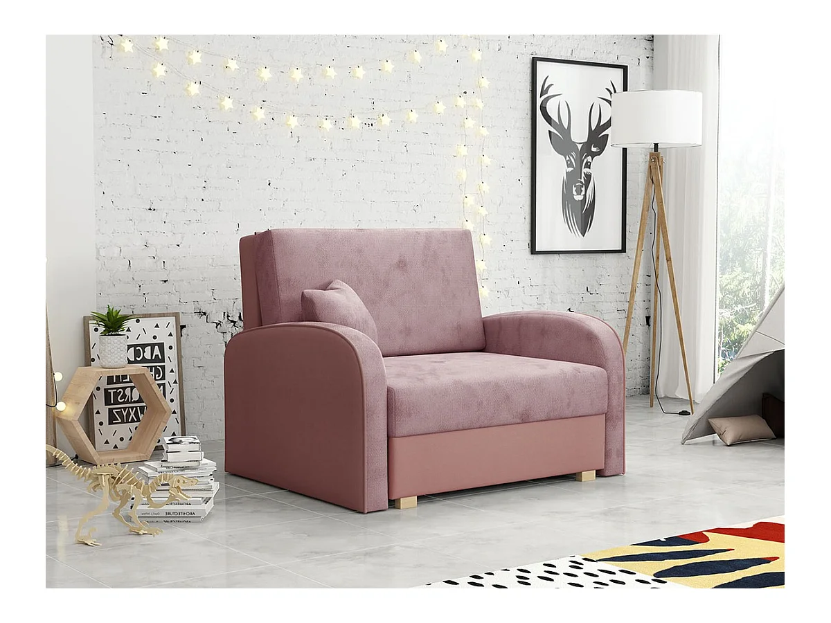 Fauteuil Columbus 160, Rose, 85x103x98cm, Tapisserie, Pieds: Bois, Mobilier déjà assemblé