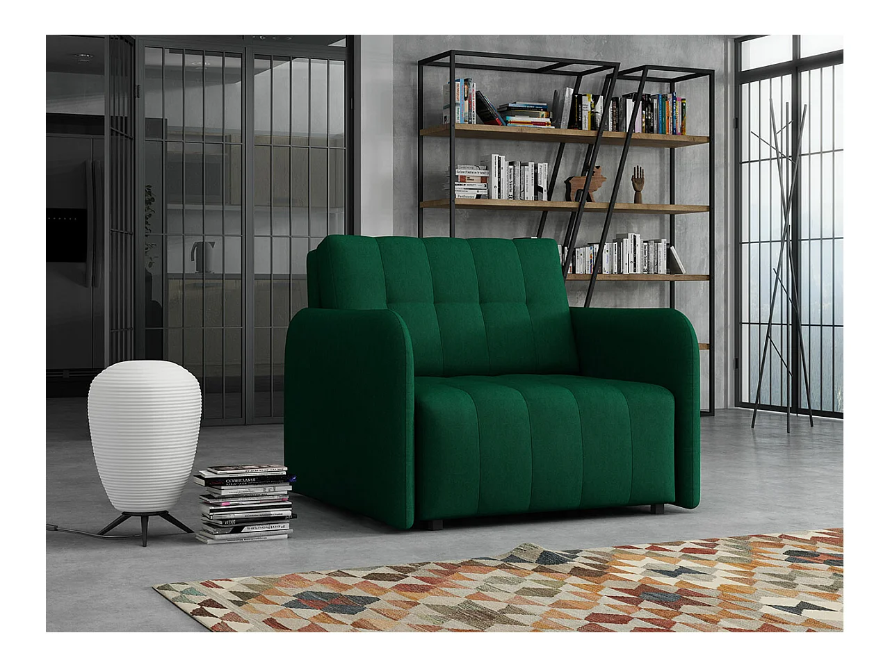 Fauteuil Columbus 176, Vert, 85x95x98cm, Tapisserie, Pieds: Métal|Plastique