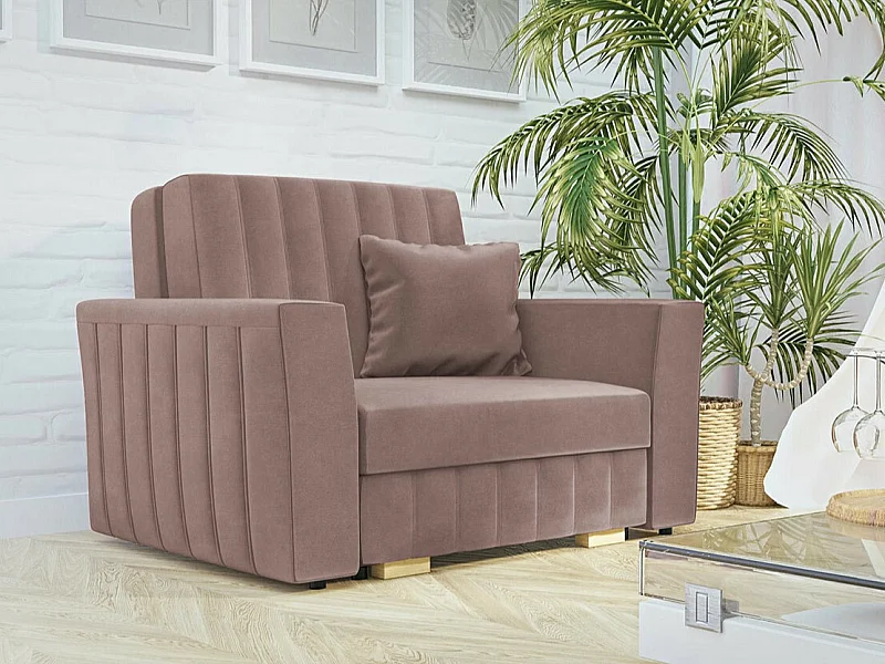 Fauteuil Columbus 135, Rose, 85x115x98cm, Tapisserie, Pieds: Plastique|Bois