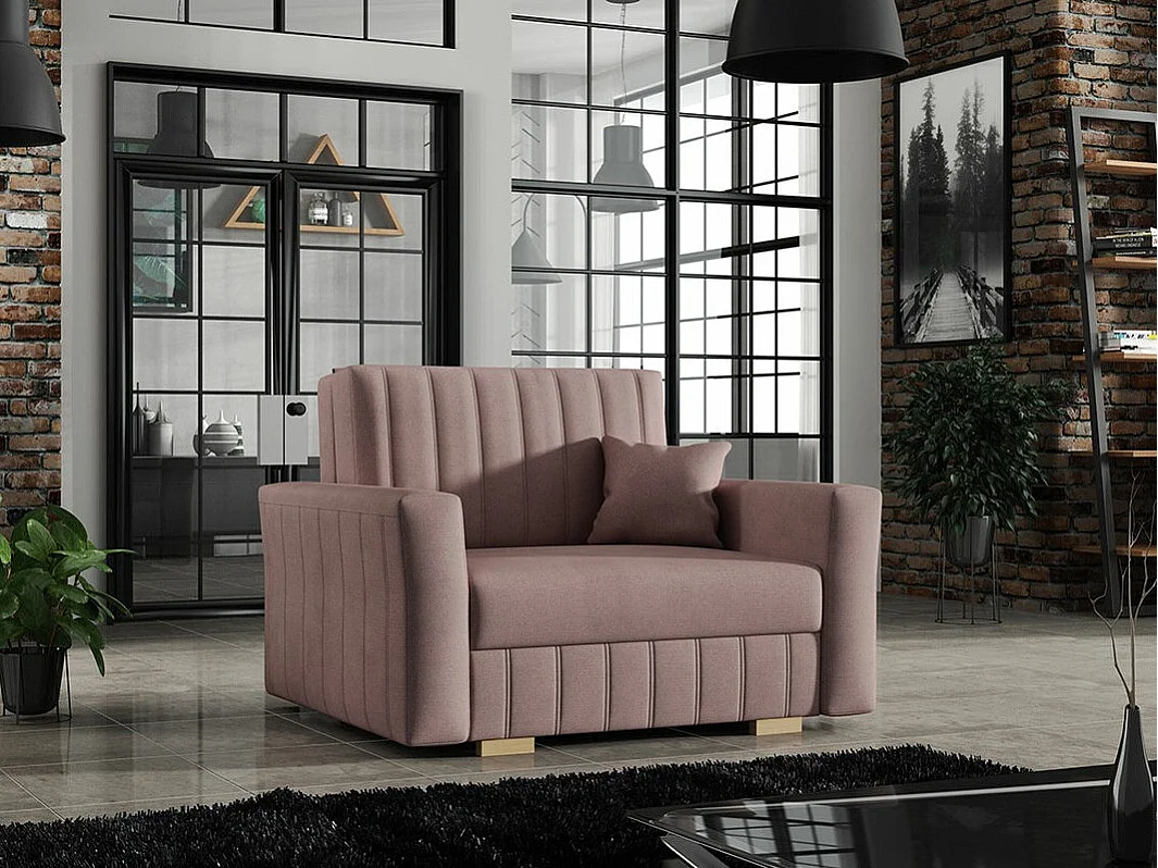 Fauteuil Columbus 135, Rose, 85x115x98cm, Tapisserie, Pieds: Plastique|Bois