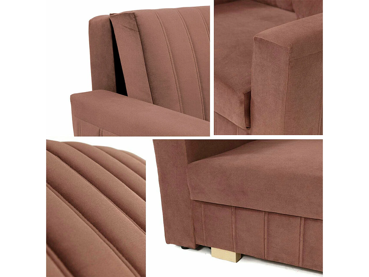 Fauteuil Columbus 135, Rose, 85x115x98cm, Tapisserie, Pieds: Plastique|Bois