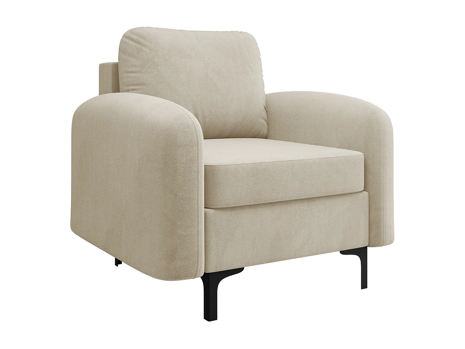 Sillón Torlua 100, De color marrón claro, 96x92x94cm, Tapiz, Patas: Metal