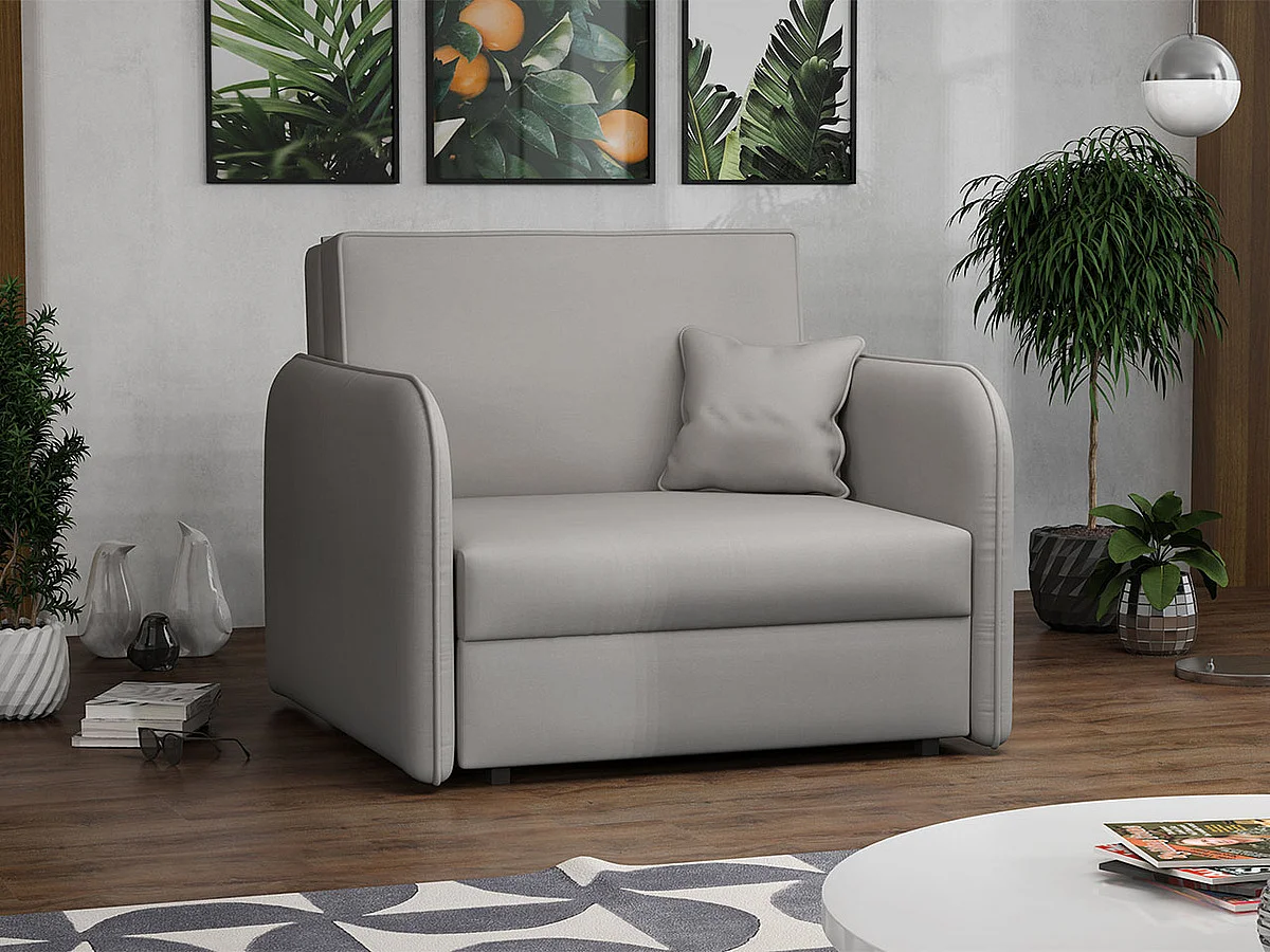 Sillón Lirael I, Gris claro, 85x95x98cm, Tapiz, Patas: Metal, Muebles ya montados