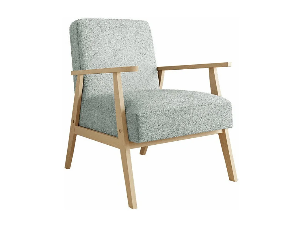 Fauteuil Clovis 100, Gris, 76x59x67cm, Tapisserie, Pieds: Bois