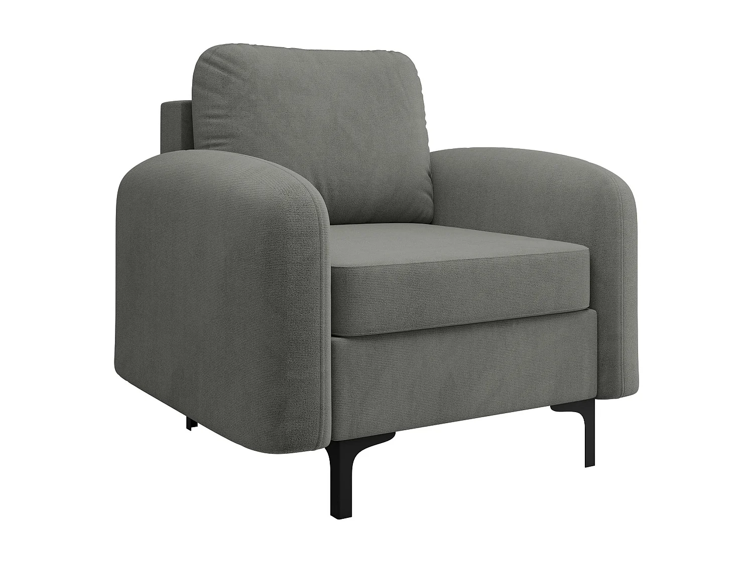 Fauteuil Torlua 100, Gris, 96x92x94cm, Tapisserie, Pieds: Métal