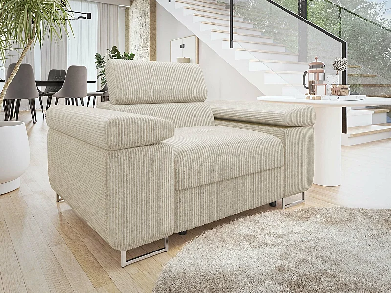 Sillón Comfivo Eliferu 106, De color marrón claro, 70x134x102cm, Tapiz, Patas: Metal