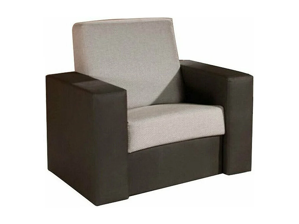 Sillón Providence 170, De color marrón claro, 90x82x80cm, Cuero ecológico + Tapiz