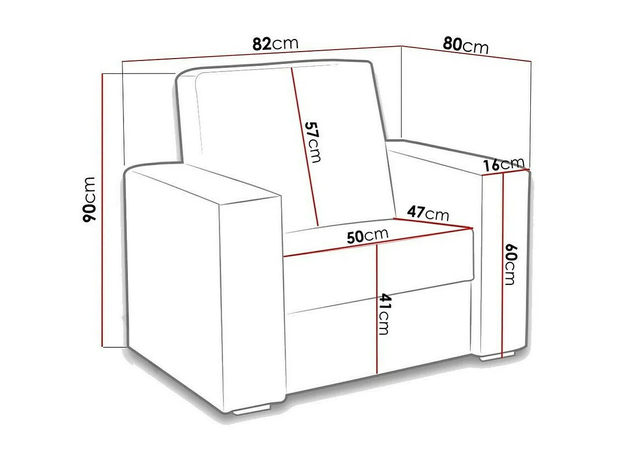 Sillón Providence 170, De color marrón claro, 90x82x80cm, Cuero ecológico + Tapiz