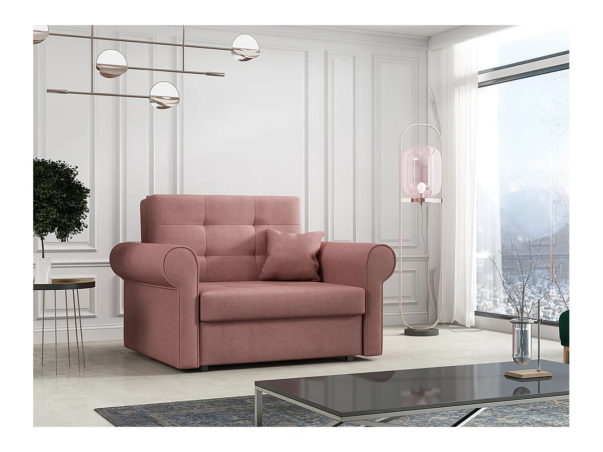 Fauteuil Columbus 127, Rose, 85x116x98cm, Tapisserie, Pieds: Métal