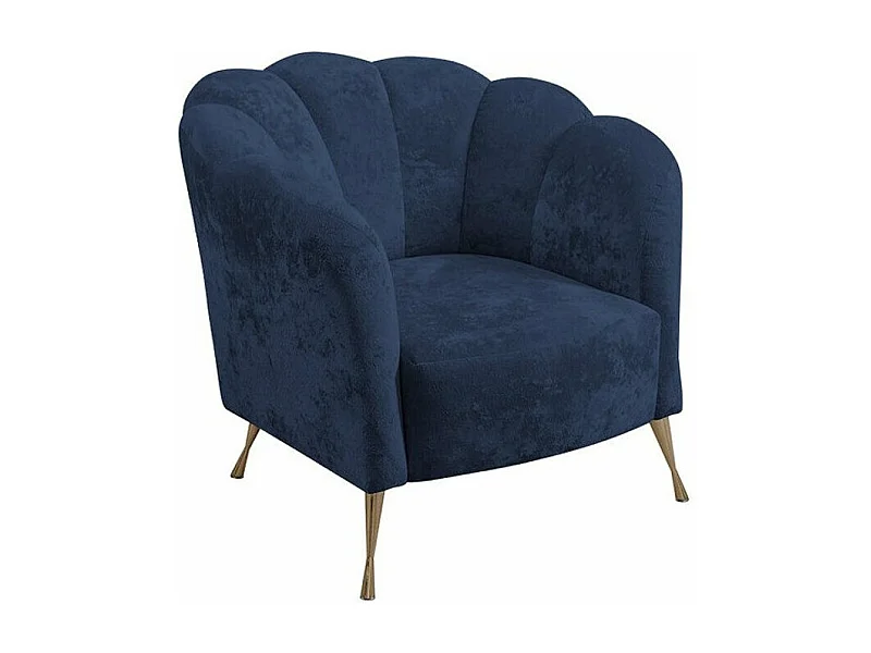 Fauteuil Providence 150, Bleu, 78x87x83cm, Tissu, Pieds: Métal