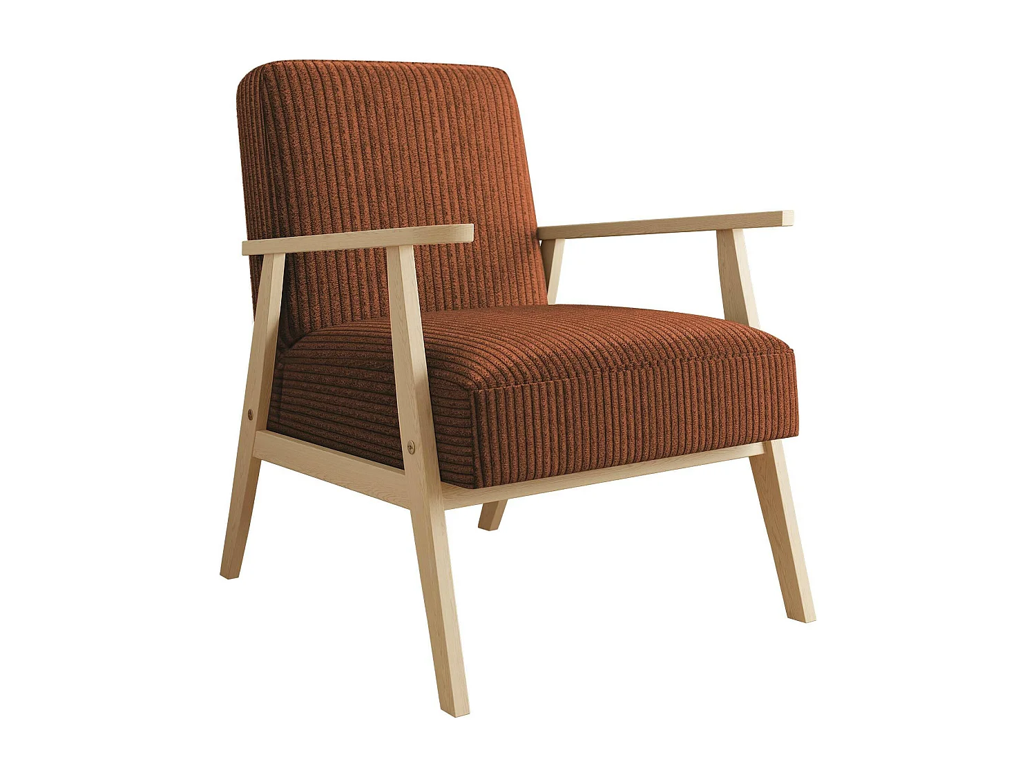 Fauteuil Clovis 100, Marron, 76x59x67cm, Tapisserie, Pieds: Bois