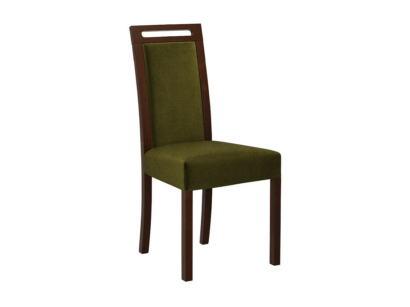 Chaise Victorville 162, Noix|Vert, 96x45x41cm, Tapisserie, En bois, Bois