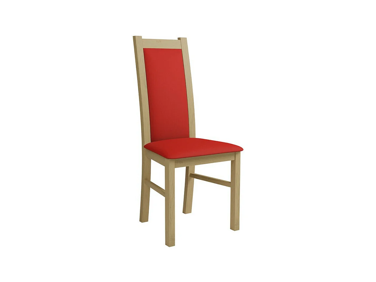 Sedia Sparks 116, Rosso|Sonoma quercia, 95x44x40cm, Eco pelle, Di legno, Legno