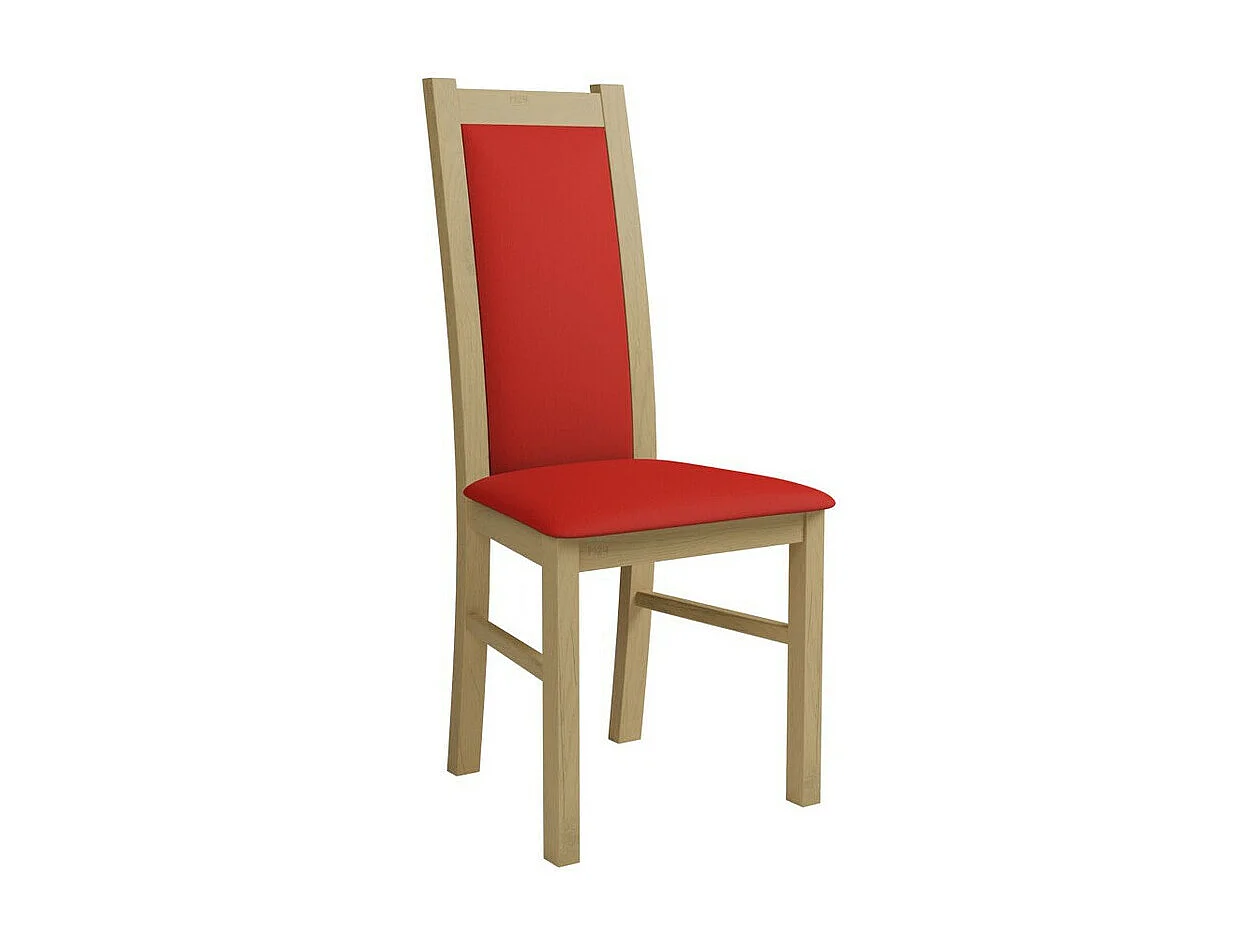 Silla Sparks 116, Rojo|Roble Sonoma, 95x44x40cm, Cuero ecológico, De madera, Madera