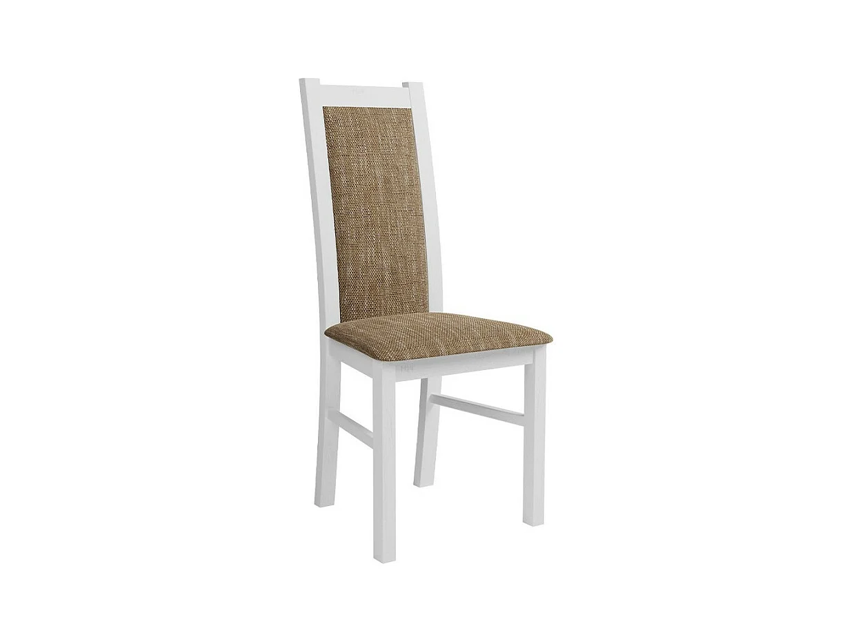 Sedia Sparks 116, Bianco|Marrone, 95x44x40cm, Arazzo, Di legno, Legno