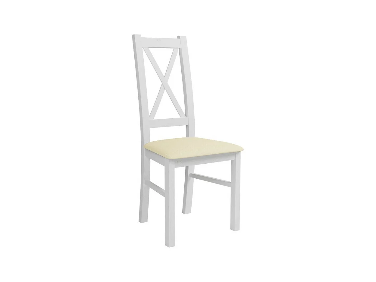 Chaise Sparks 117, Crème|Blanc, 95x46x40cm, Faux cuir, En bois, Bois