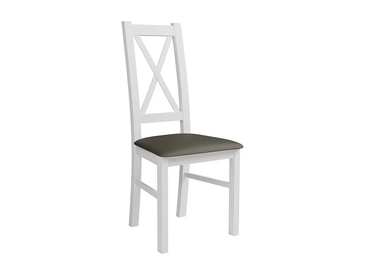 Chaise Sparks 117, Blanc|Marron, 95x46x40cm, Faux cuir, En bois, Bois