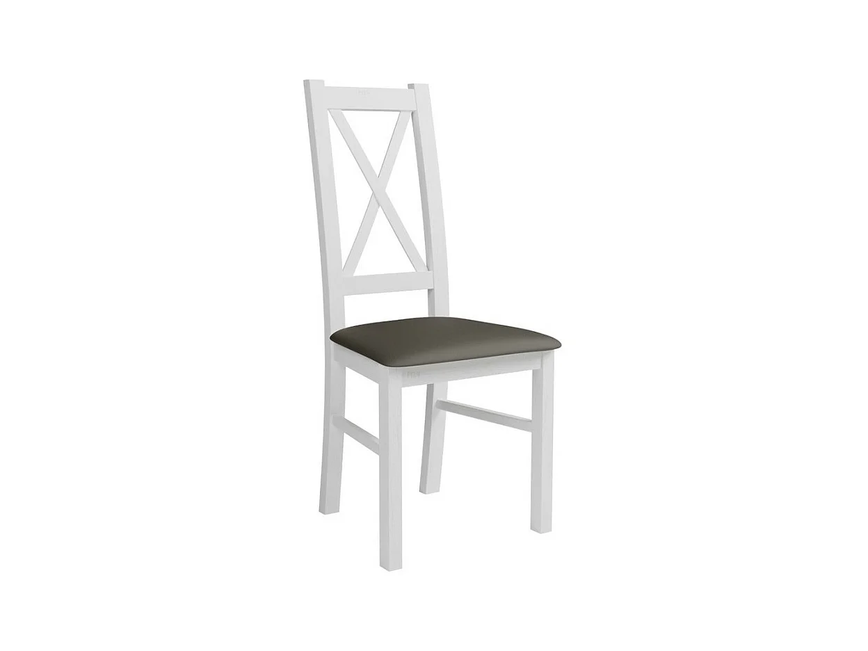 Sedia Sparks 117, Bianco|Marrone, 95x46x40cm, Eco pelle, Di legno, Legno